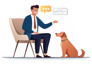 Illustration d'une vendeuse pour chien