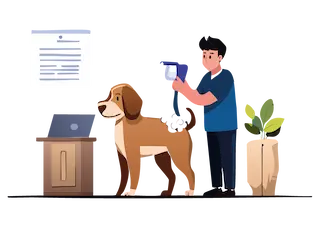 Illustration de quelqu'un qui prend un chien en photo