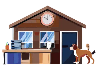 Illustration de quelqu'un qui promène un chien